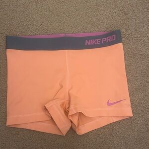 Nike Pro Women's Peach and Gray Athletic Shorts